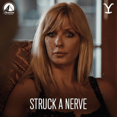 Woman Sitting In Chair Saying Struck A Nerve GIF