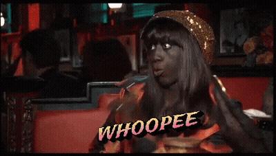 Woman Sitting In Chair Saying Whoopee GIF