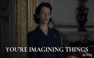 Woman Sitting In Chair Saying You're Imagining Things GIF