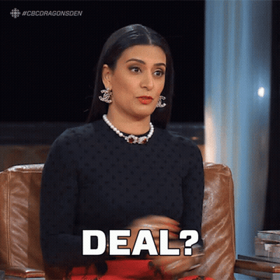 Woman Sitting In Chair With Deal On Arm GIF