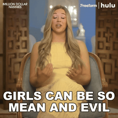 Woman Sitting In Chair With Girls Can Be So Mean And Evil GIF