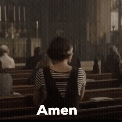 Woman Sitting In Church Saying Amen GIF