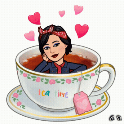 Woman Sitting In Cup Of Tea Saying Tea Time GIF