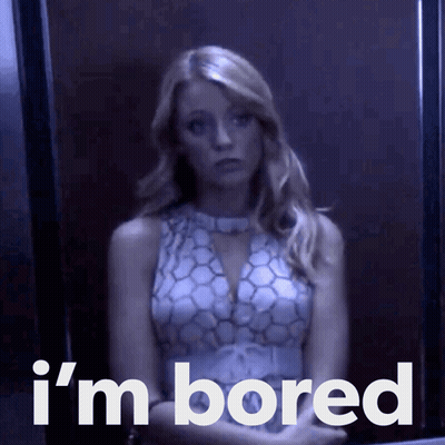 Woman Sitting In Elevator Saying I'm Bored GIF