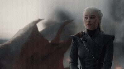 Woman Sitting In Front Of Dragon Game Of Thrones GIF