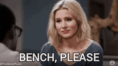 Woman Sitting in Front of Man Says Bench Please