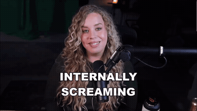 Woman Sitting In Front Of Microphone Internally Screaming GIF