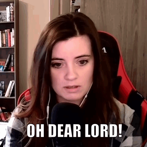 Woman Sitting In Front Of Microphone Oh Dear Lord GIF