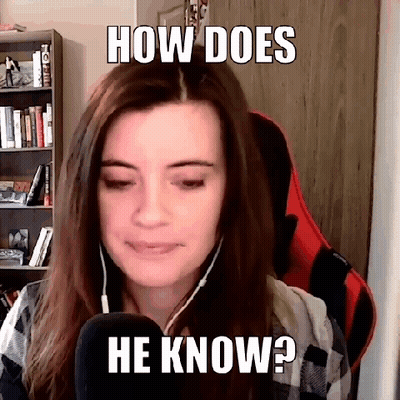 Woman Sitting In Front Of Microphone With How Does He Know GIF
