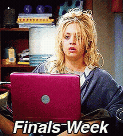 Woman Sitting In Front Of Pink Laptop Finals Week GIF