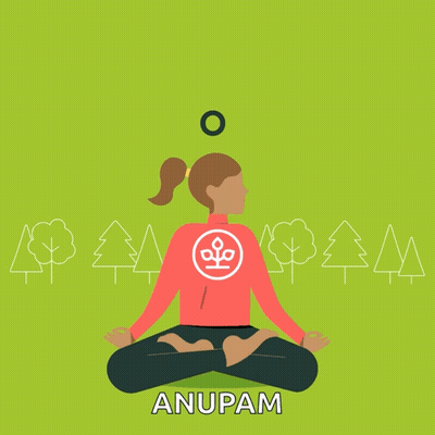 Woman Sitting In Lotus Position With Trees And Anupam GIF
