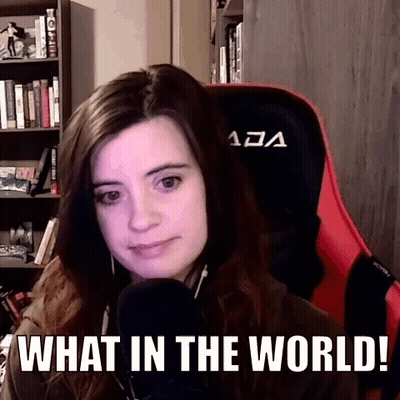 Woman Sitting in Red Chair Saying What