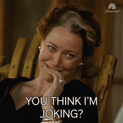 Woman Sitting In Rocking Chair Saying You Think I'm Joking GIF