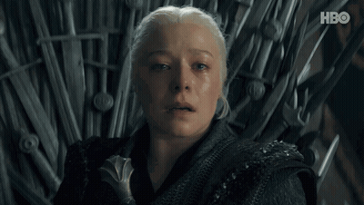 Woman Sitting In Throne With HBO GIF