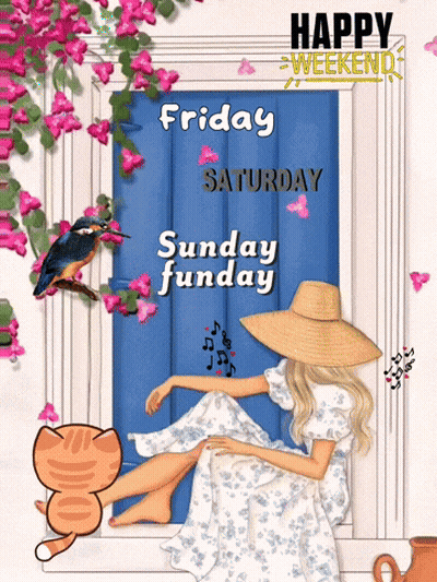 Woman Sitting In Window Friday Saturday Sunday Fundy GIF