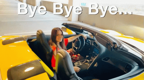 Woman Sitting In Yellow Sports Car GIF