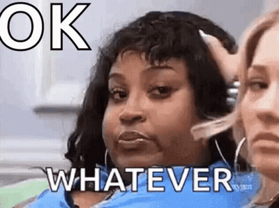 Woman Sitting Next To Another With Hand On Head Saying Ok Whatever GIF