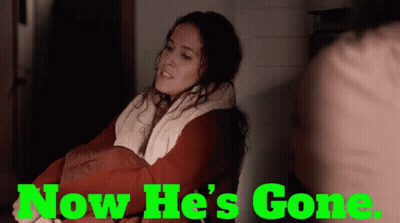 Woman Sitting Next To Man Saying Now He's Gone GIF