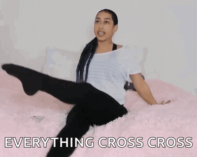 Woman Sitting On Bed Everything Cross Cross GIF