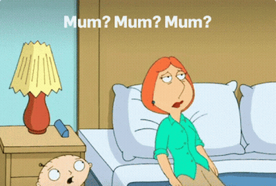 Woman Sitting On Bed Saying Mum GIF