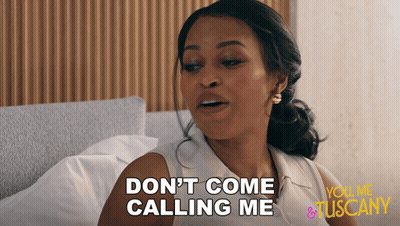 Woman Sitting On Bed Says Don't Come Calling Me GIF