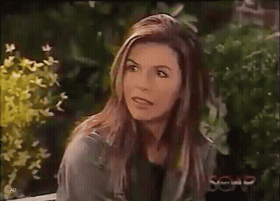 Woman Sitting On Bench Saying Soap GIF