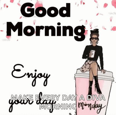 Woman Sitting On Coffee Cup Good Morning GIF