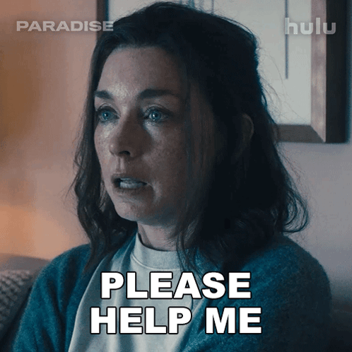 Woman Sitting On Couch Asking For Help GIF