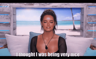 Woman Sitting On Couch Eyes Closed Saying I Thought I Was Being Very Nice GIF