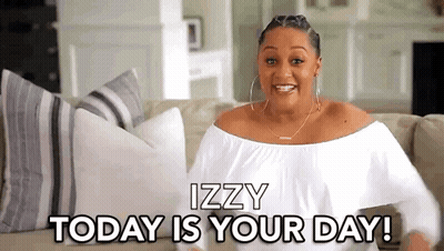 Woman Sitting On Couch Izzy Today Is Your Day GIF