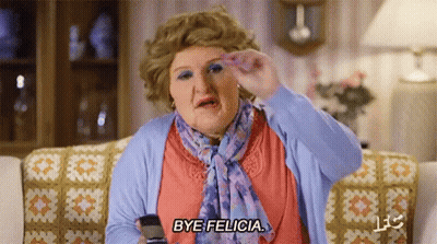 Woman Sitting On Couch Saying Bye Felicia GIF