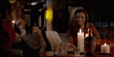Woman Sitting On Couch Saying Drank GIF