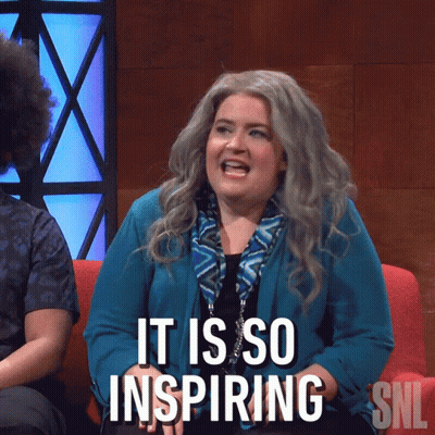 Woman Sitting On Couch Saying It Is So Inspiring GIF