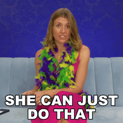 Woman Sitting On Couch Saying She Can Just Do That GIF