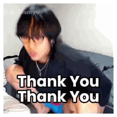 Woman Sitting On Couch Saying Thank You Sticker