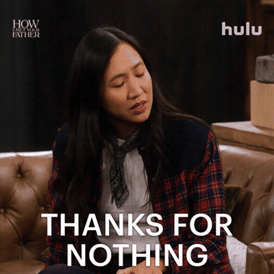 Woman Sitting On Couch Saying Thanks For Nothing GIF