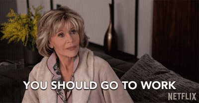Woman Sitting On Couch Saying You Should Go To Work GIF