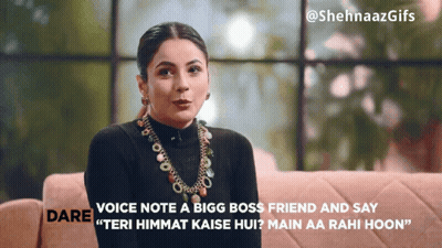 Woman Sitting On Couch Says Dare GIF