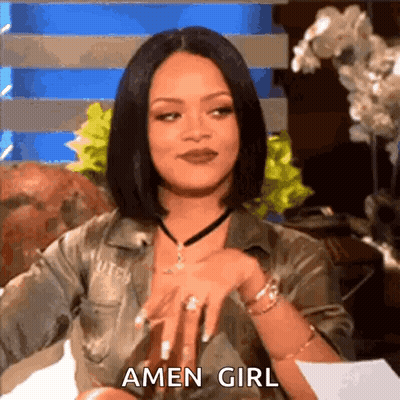 Woman Sitting On Couch With Amen Girl GIF