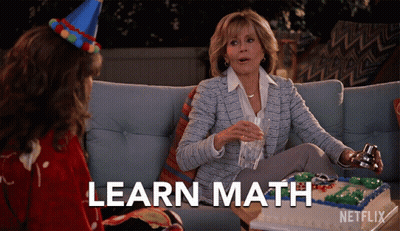 Woman Sitting On Couch With Cake And Learn Math GIF