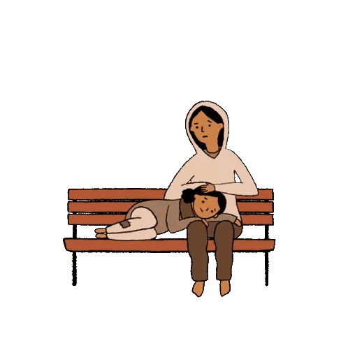 Woman Sitting On Couch With Child Sticker