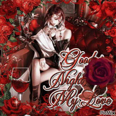 Woman Sitting On Couch With Wine Saying Good Night My Love GIF