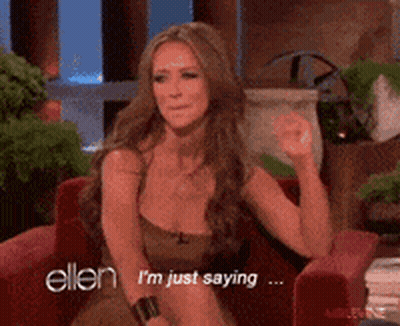 Woman Sitting On Red Couch Saying Ellen GIF
