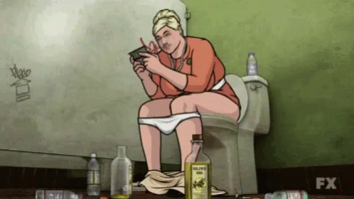 Woman Sitting On Toilet With Olive Oil GIF