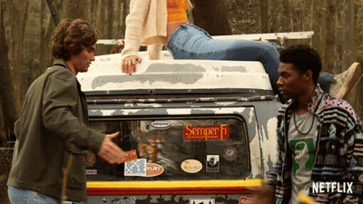 Woman Sitting On Vehicle With Semper Fi GIF