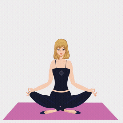 Woman Sitting On Yoga Mat Eyes Closed GIF