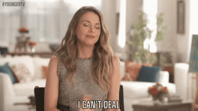 Woman Sitting With Eyes Closed Saying I Can't Deal GIF