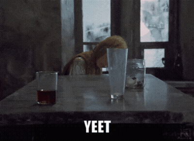 Woman Sitting With Yeet Glass GIF
