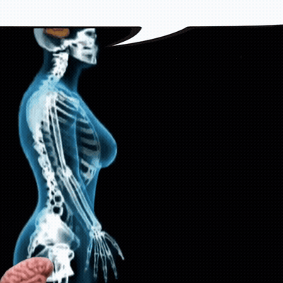 Woman Skeleton X-Ray With Speech Bubble GIF