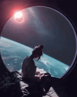 Woman Sleeping In Outer Space GIF